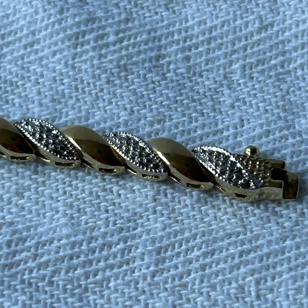 Sterling Silver Gold Tennis Bracelet - Picture 3 of 5